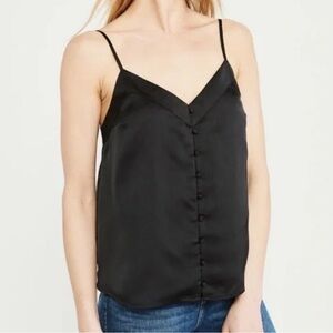 Abercrombie & Fitch Black Satin V-Neck Blouse